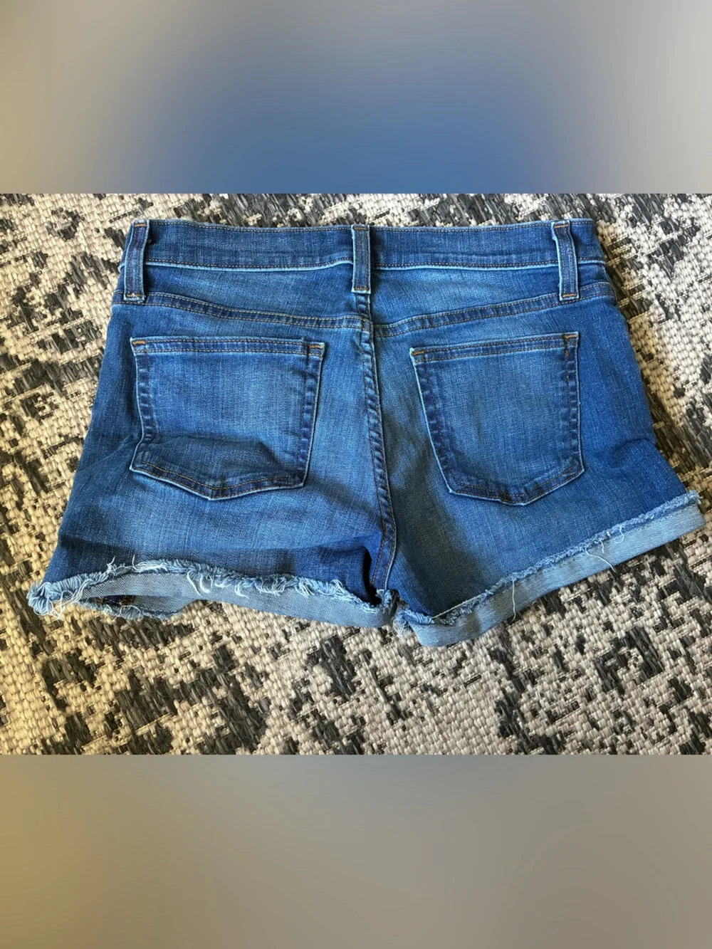 J. Crew Distressed Blue Denim Rolled Hem Shorts